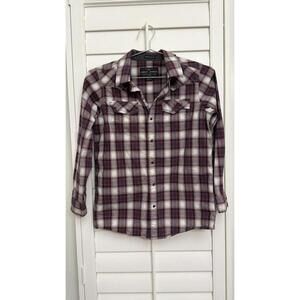CODY JAMES BOYS' PLAID PRINT LONG SLEEVE SNAP WESTERN SHIRT Size Large